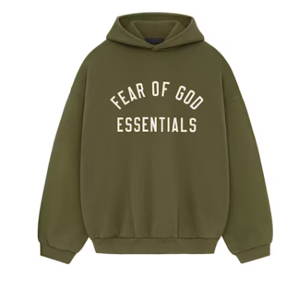 Top Quality Fear of God Essentials Fleece Hoodie Military 