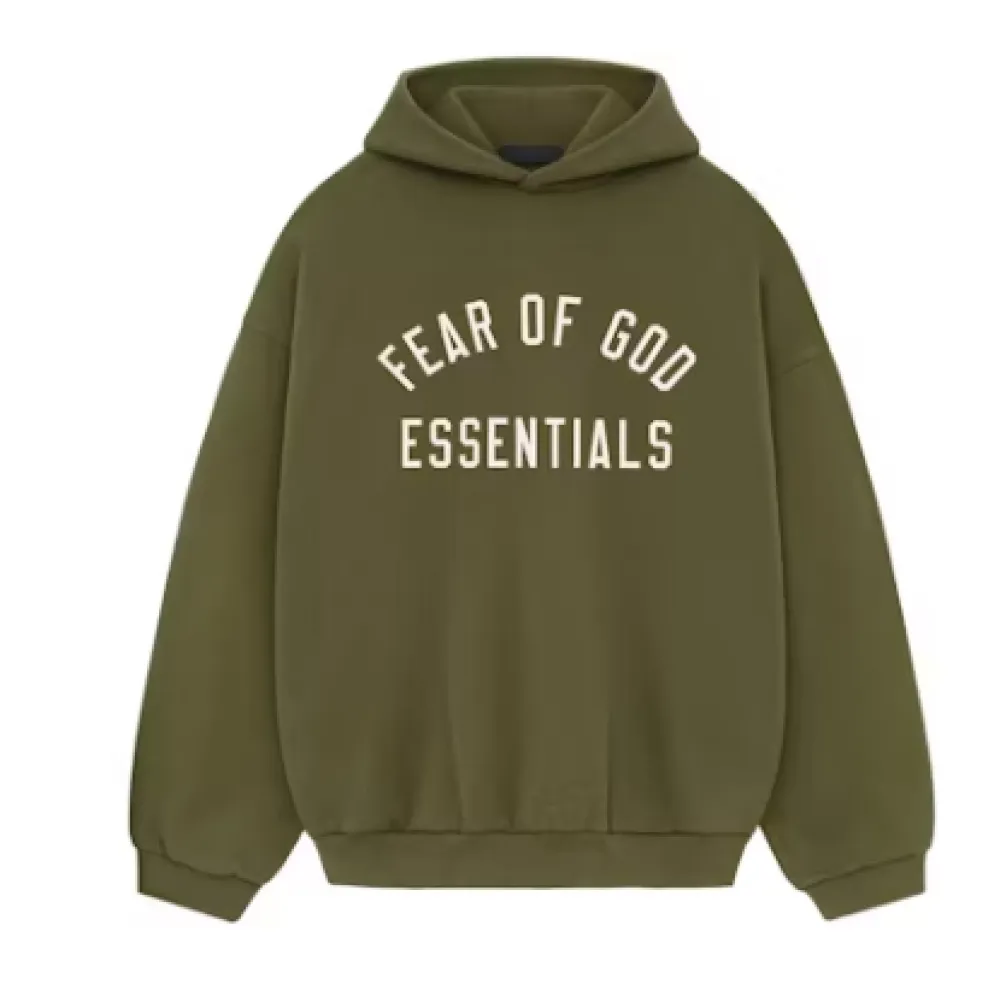 Top Quality Fear of God Essentials Fleece Hoodie Military 
