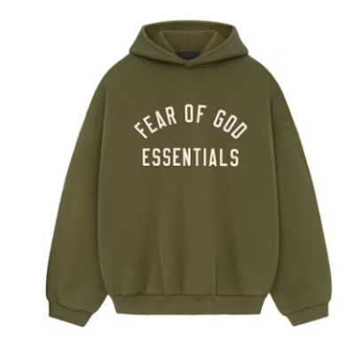 Top Quality Fear of God Essentials Fleece Hoodie Military  01