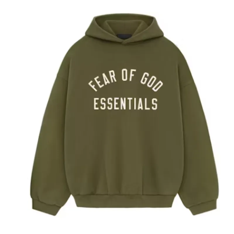 Top Quality Fear of God Essentials Fleece Hoodie Military 