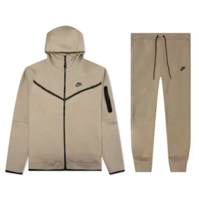 Nike Sportswear Tech Fleece Hoodie & Joggers Set Khaki  01