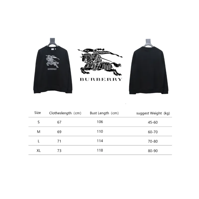 Top Quality  Burberry Darby EKD Black Cotton Sweatshirt 
