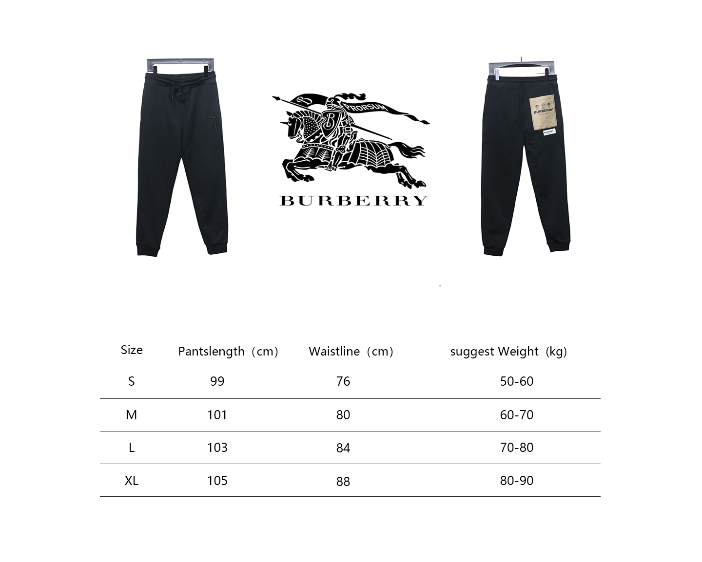 Top Quality Burberry Check Label Cotton Jogging Pants Black 
