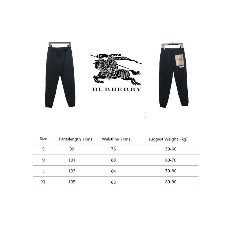 Top Quality Burberry Check Label Cotton Jogging Pants Black 