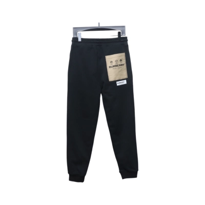 Top Quality Burberry Check Label Cotton Jogging Pants Black  02