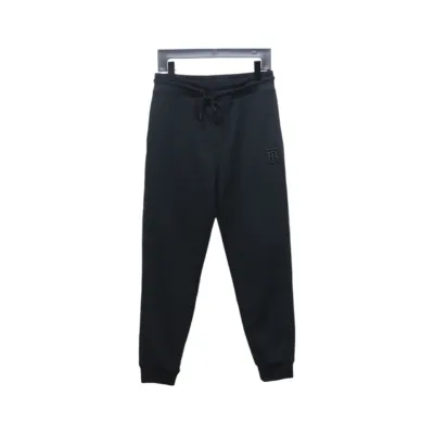 Top Quality Burberry Check Label Cotton Jogging Pants Black  01