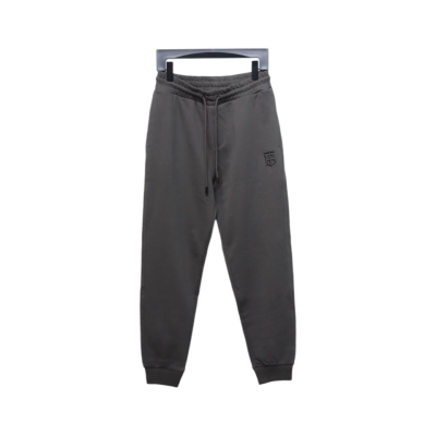 Top Quality Burberry Check Label Cotton Jogging Pants Brown  01