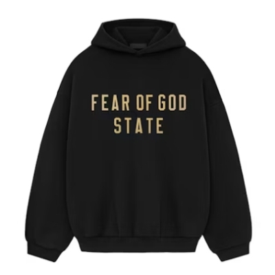 Top Quality Fear of God Essentials Fleece Hoodie Black  01
