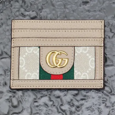  Top Quality Gucci Apricot Striped Ribbon Card Case 01