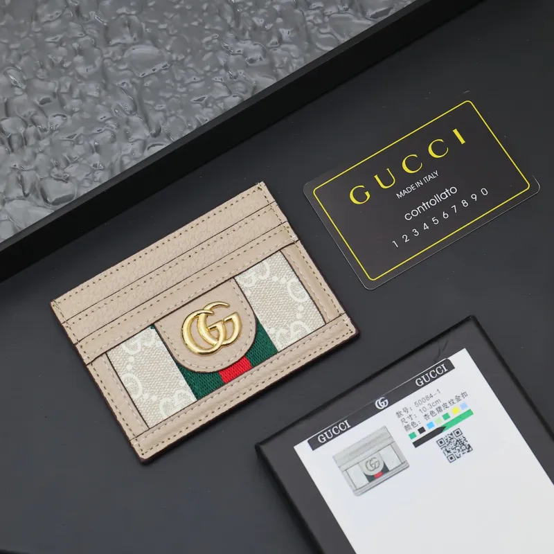  Top Quality Gucci Apricot Striped Ribbon Card Case