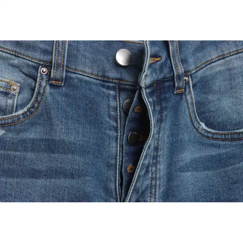 Top Quality AMIRI Washed blue ripped jeans