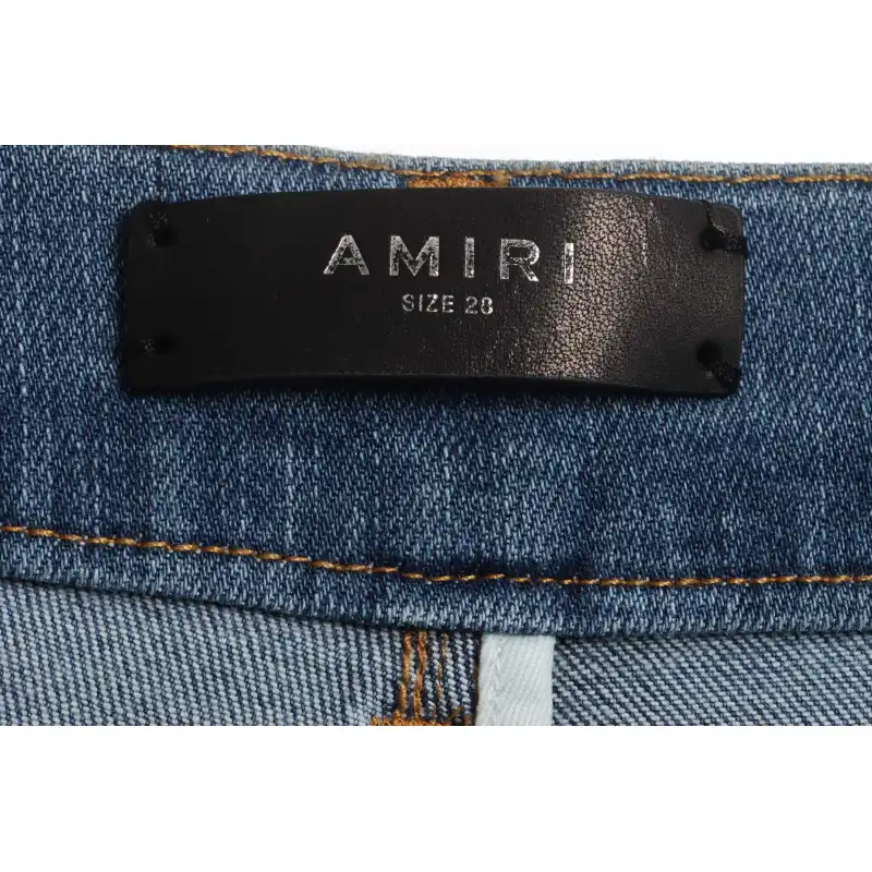 Top Quality AMIRI Washed blue ripped jeans