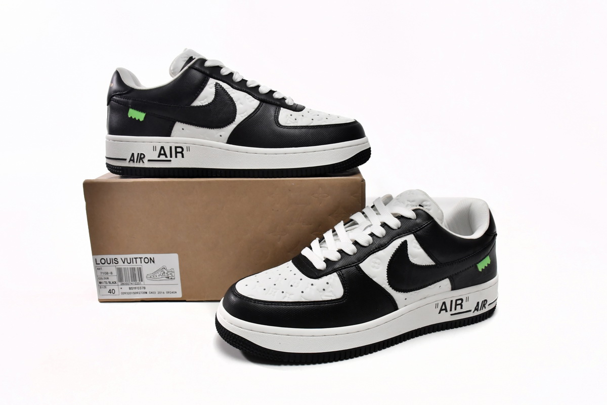    Louis Vuitton x Nike Air Force 1 Black White  7108-8