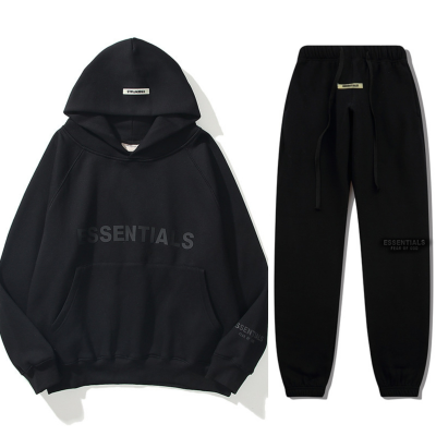 Top Quality Fear Of God Essential  Black Tracksuit  01