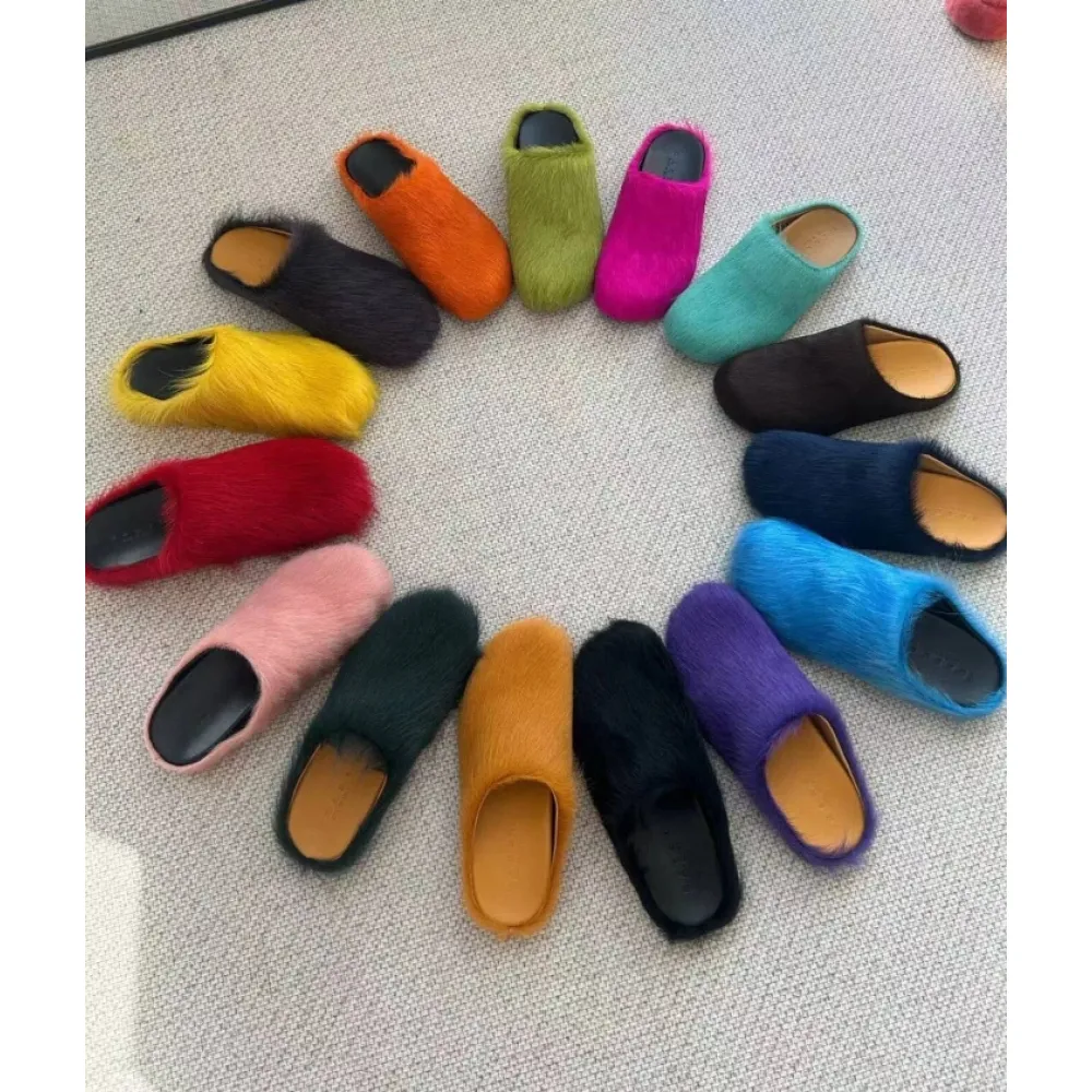 MARNI Slide Long-hair Calfskin Fussbett Sabot