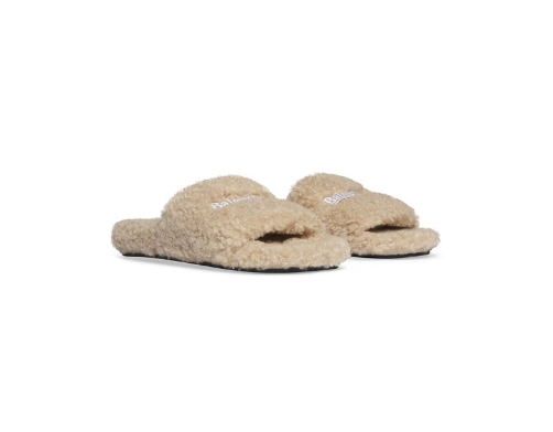 Balenciaga Furry Slide Beige  