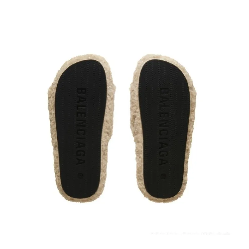 Balenciaga Furry Slide Beige  