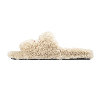 Balenciaga Furry Slide Beige   01