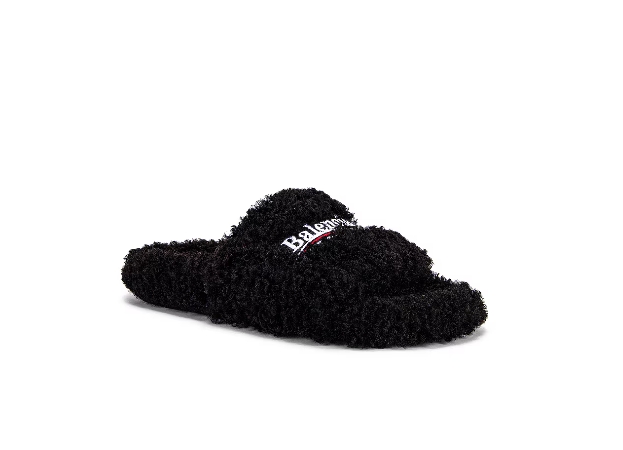 Balenciaga Furry Slide Black  
