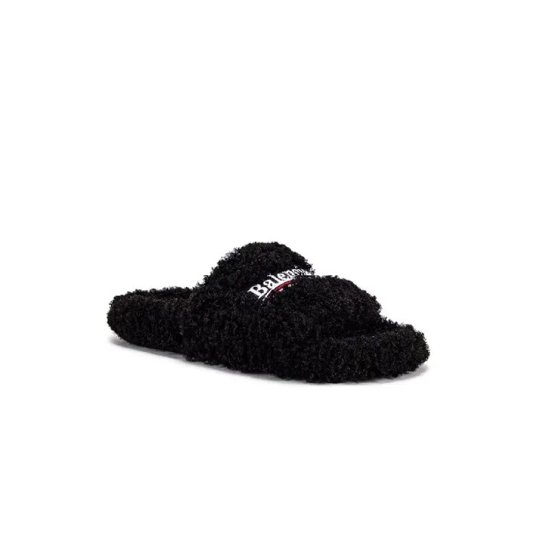 Balenciaga Furry Slide Black  