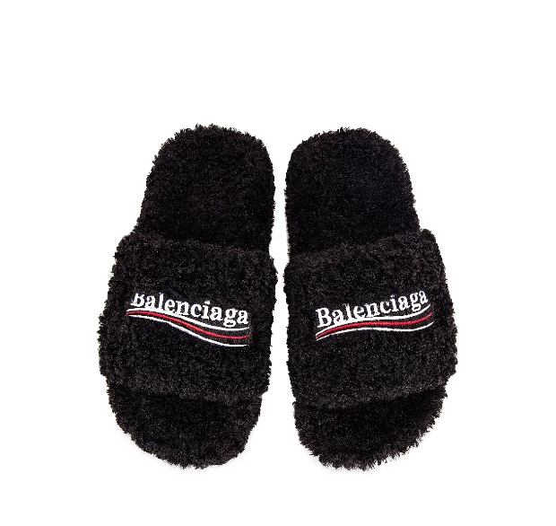 Balenciaga Furry Slide Black  
