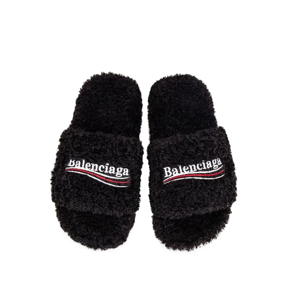 Balenciaga Furry Slide Black  
