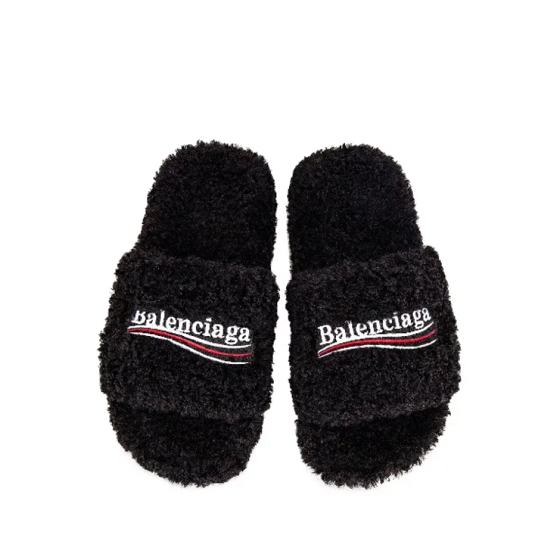 Balenciaga Furry Slide Black  