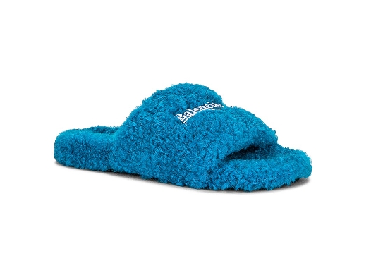 Top Quality    Balenciaga Furry Slide Blue  