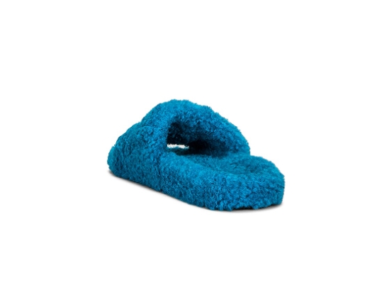 Top Quality    Balenciaga Furry Slide Blue  