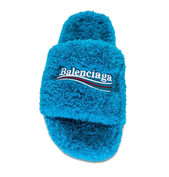 Top Quality    Balenciaga Furry Slide Blue  
