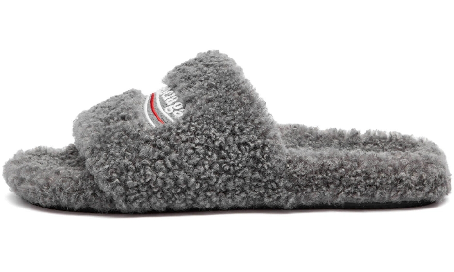 Balenciaga Furry Slide Dark Brown 