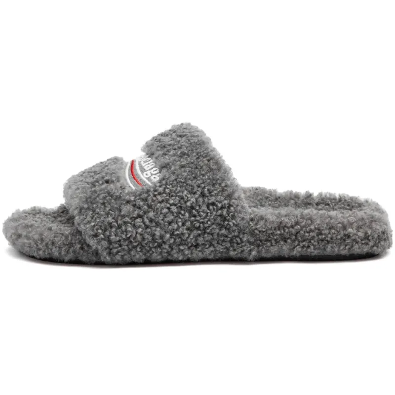 Balenciaga Furry Slide Dark Brown 