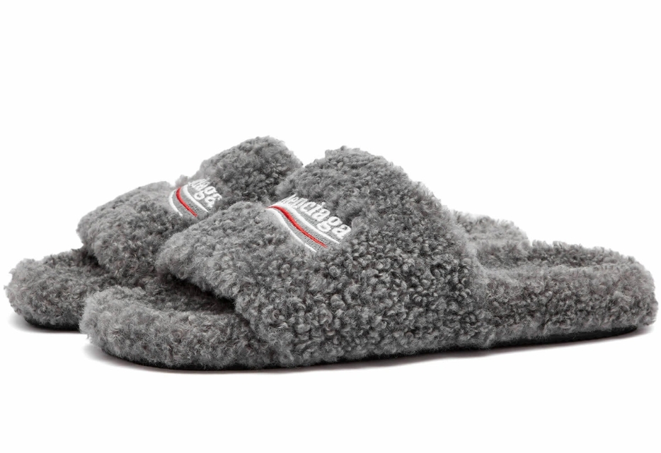 Balenciaga Furry Slide Dark Brown 