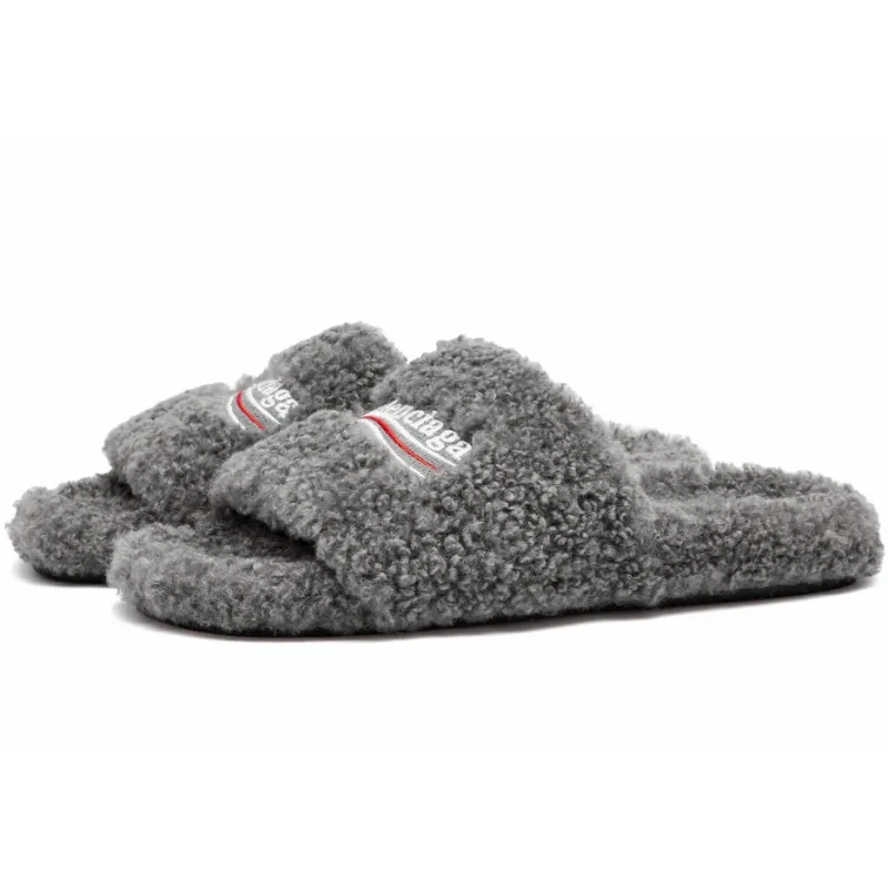 Balenciaga Furry Slide Dark Brown 
