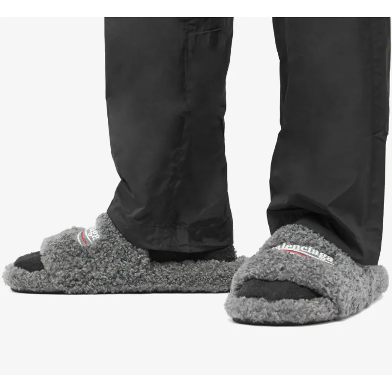 Balenciaga Furry Slide Dark Brown 