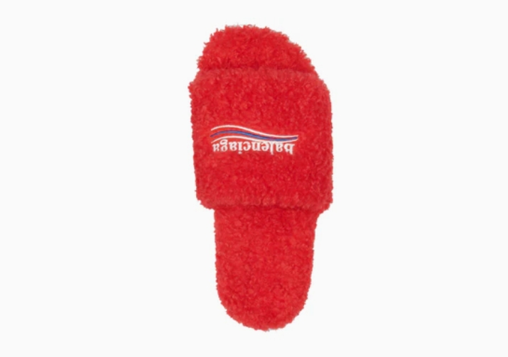 Balenciaga Furry Slide Red  