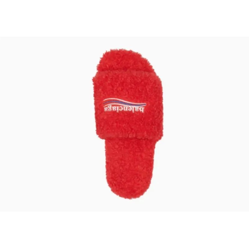 Balenciaga Furry Slide Red  