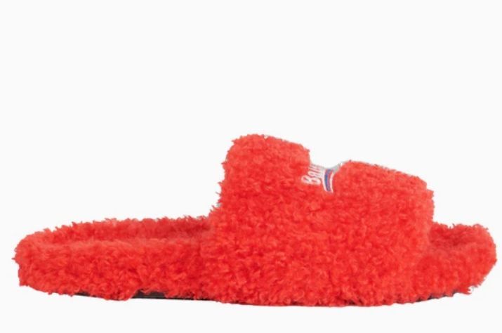 Balenciaga Furry Slide Red  