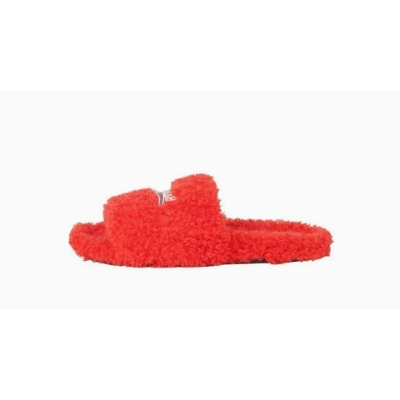 Balenciaga Furry Slide Red   01