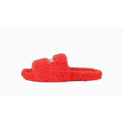 Balenciaga Furry Slide Red   01
