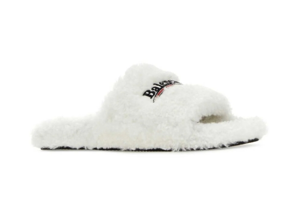 Balenciaga Furry Slide White 