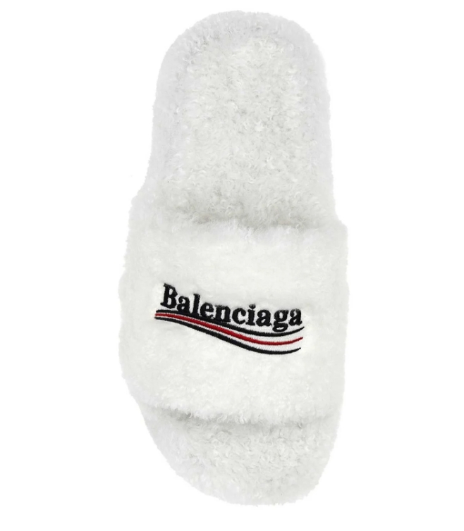 Balenciaga Furry Slide White 