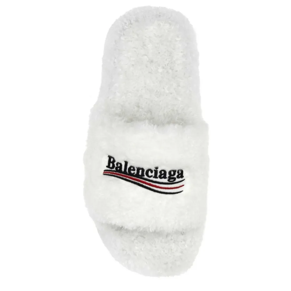 Balenciaga Furry Slide White 