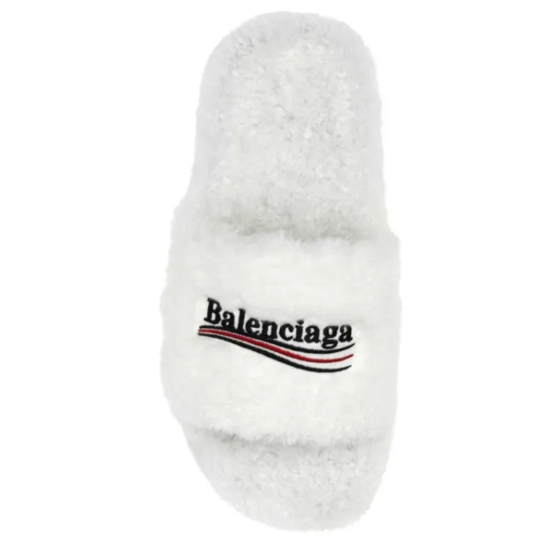 Balenciaga Furry Slide White 