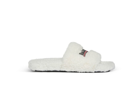 Balenciaga Furry Slide White 