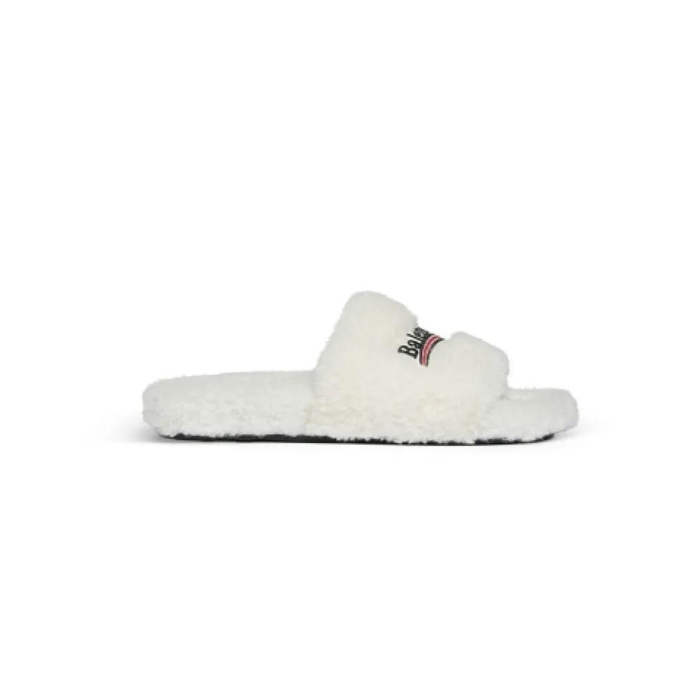 Balenciaga Furry Slide White 