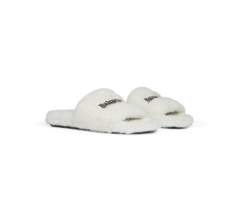 Balenciaga Furry Slide White 