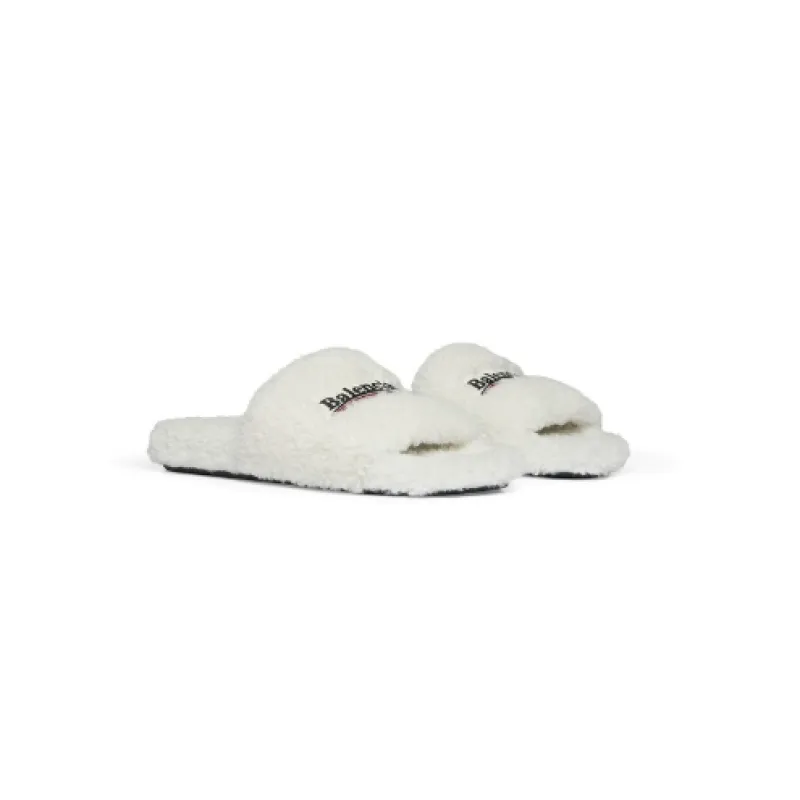 Balenciaga Furry Slide White 