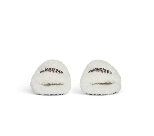 Balenciaga Furry Slide White 