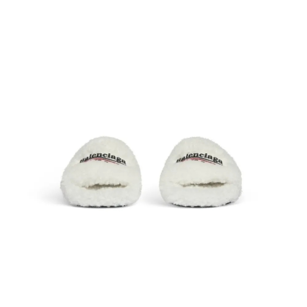 Balenciaga Furry Slide White 